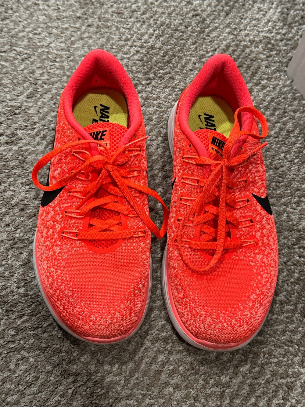 Nike Neon Orange Mesh Running Sneakers with Black Swoosh
